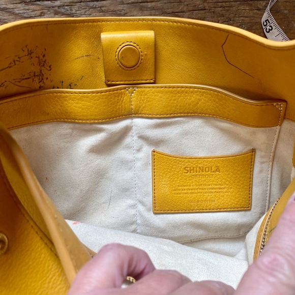 SHINOLA Yellow Pebbled Leather Tote Bag - Picture 11 of 16
